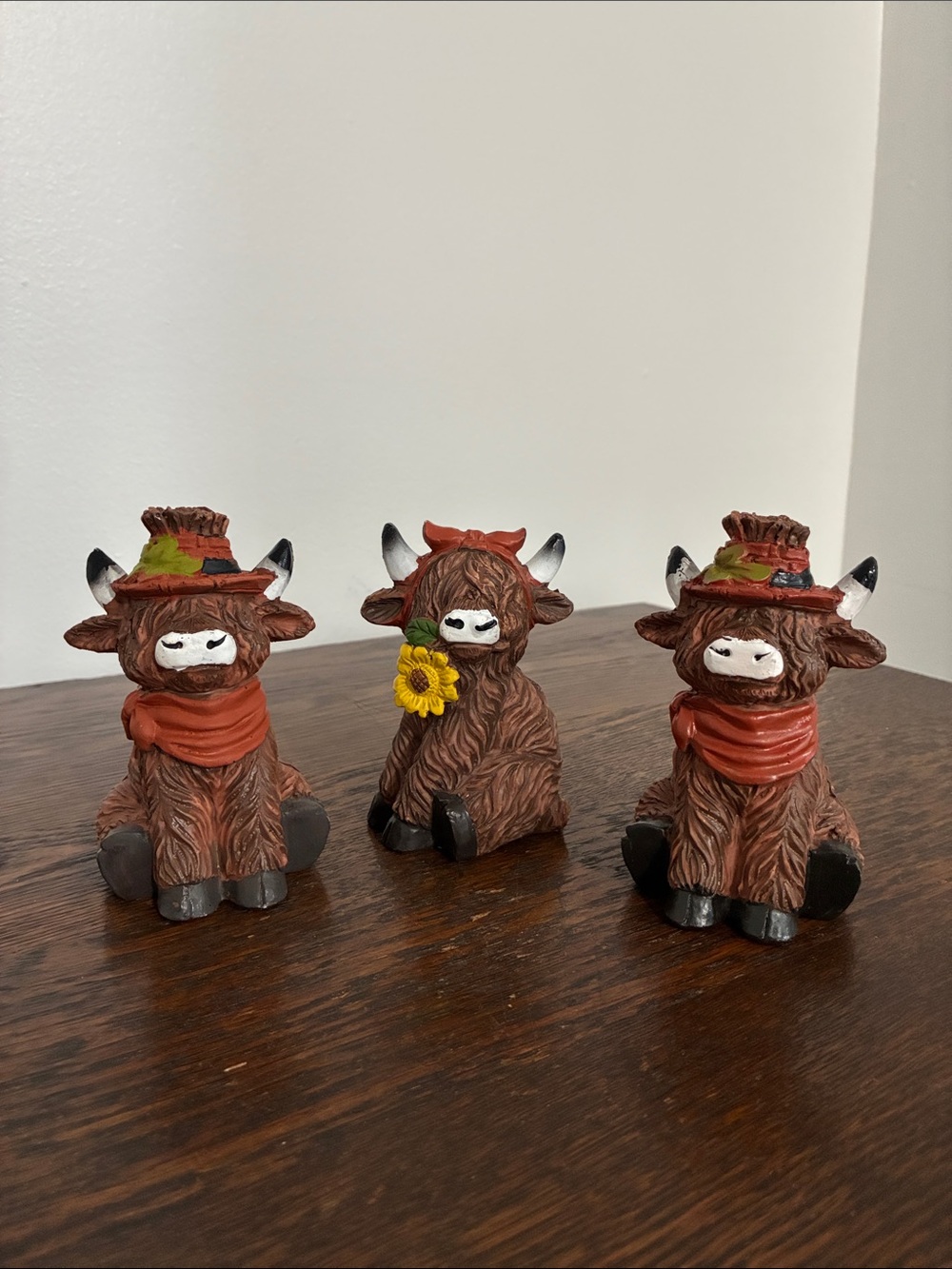 NWT- Set of 3- Fall Harvest- The rHighland Cow Figurines